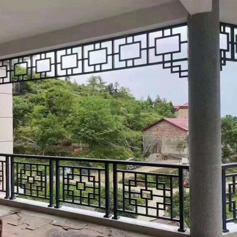 铝格厂定制仿木纹复古铝屏风回字纹铝单板铝门楣角挂落