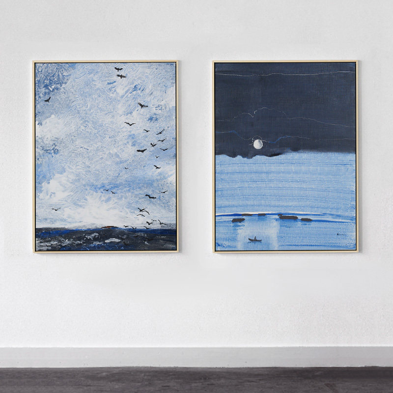 现代客厅背景墙饰画上风景艺术挂画走廊过道玄壁画