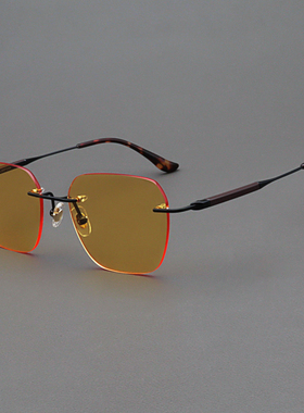 MOSCOT LEMTOSH太阳眼镜男夜视黄大脸眼镜黑色无边框方形纯钛太阳