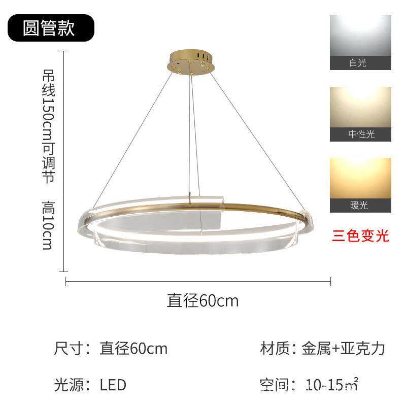 客厅吊灯设计师圆环led灯具轻奢网红餐厅大气简约后现代卧室吊灯