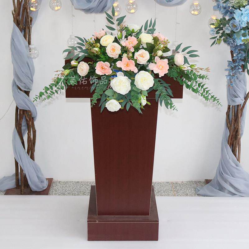 彷真会议桌花下垂花挂式演讲台花束主席台花收银接待花艺商务用花