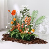 仿真绿植地排堆落地插箱装 饰摆设仿生塑料假艺造景