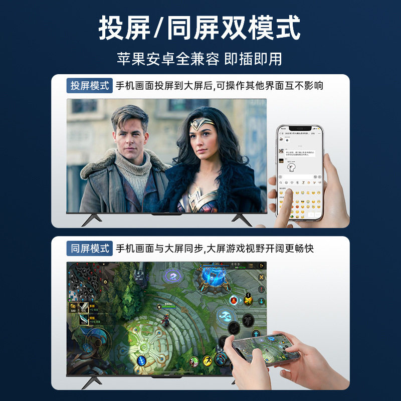 同屏器频延迟手连电视投屏器超画质显示器