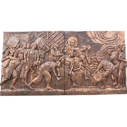 欧雅新款大型党建钢雕塑仿铜造砂岩浮雕外墙装饰画雕刻