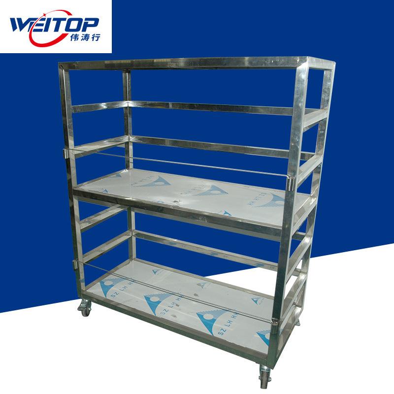 东莞锈钢推车防静电周带转车不仓库手货架万向轮置物架物料周转车