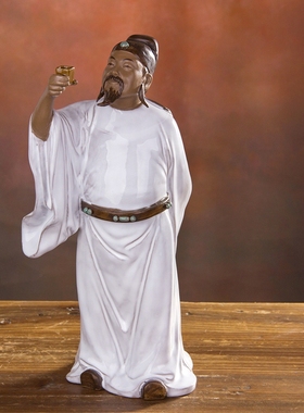 石湾公仔陶瓷家居客厅书房古典物诗仙李白醉酒太白明月