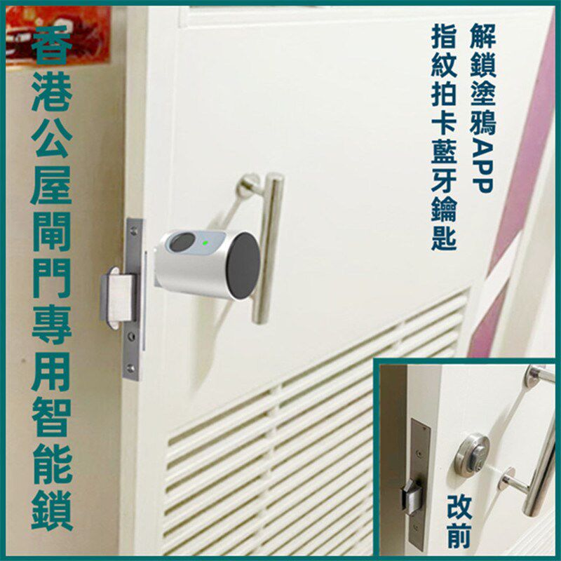 港公屋铁闸门改指纹锁刷卡锁锁木门智能锁替换欧规锁
