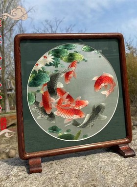 苏绣纯手工面绣桌面摆台小巧精致重量轻商务礼品出国送老外