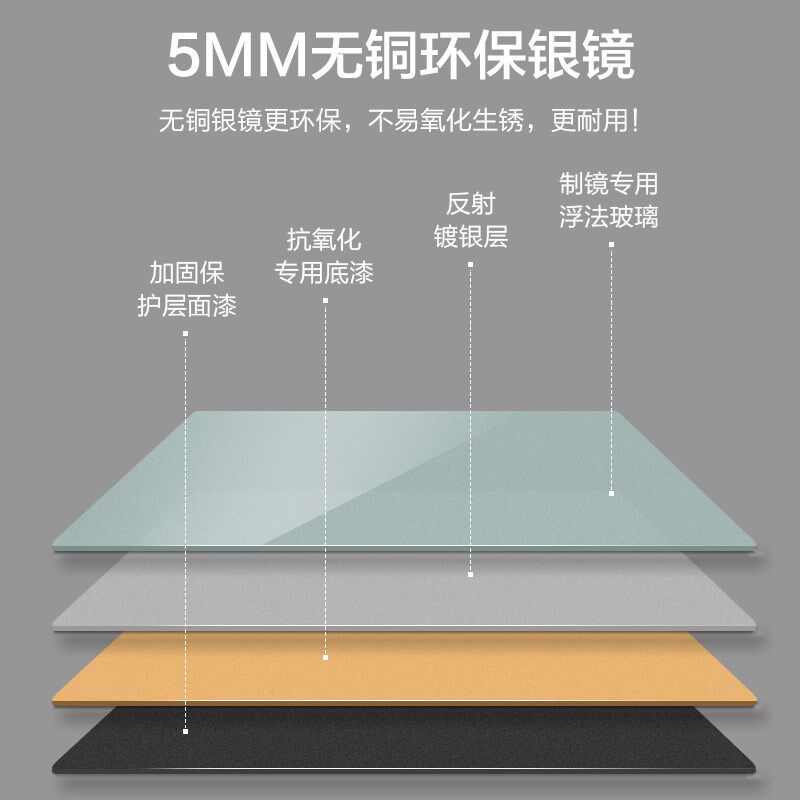 直角无框智能浴室镜壁挂墙带灯镜子触摸屏