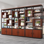 新博古架展示柜客厅面玄关茶架现代办公室书架铁艺