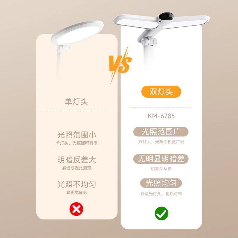 康铭台灯护眼学习学生儿童书桌阅读床头灯防近视蓝桌面充电灯