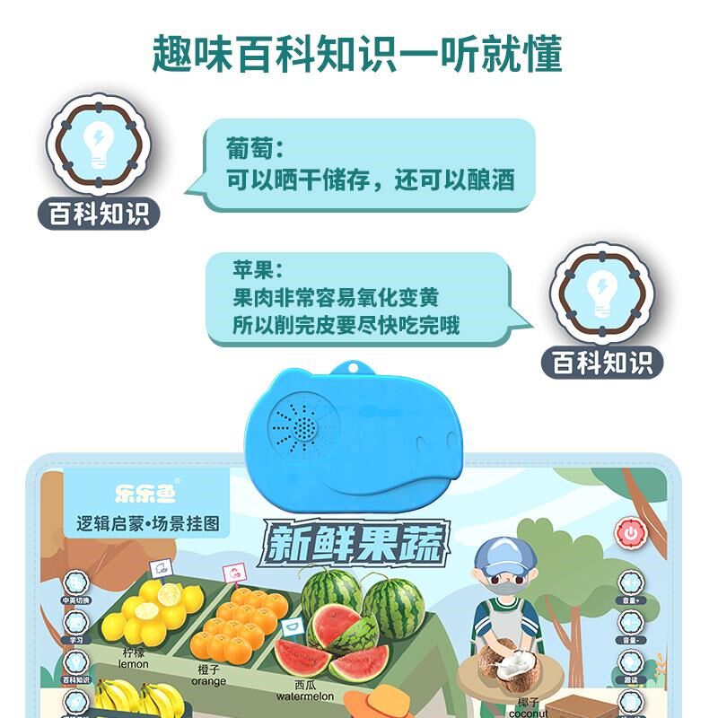 乐乐鱼场景逻辑启蒙声挂图幼儿学习益智点读发声挂图代发