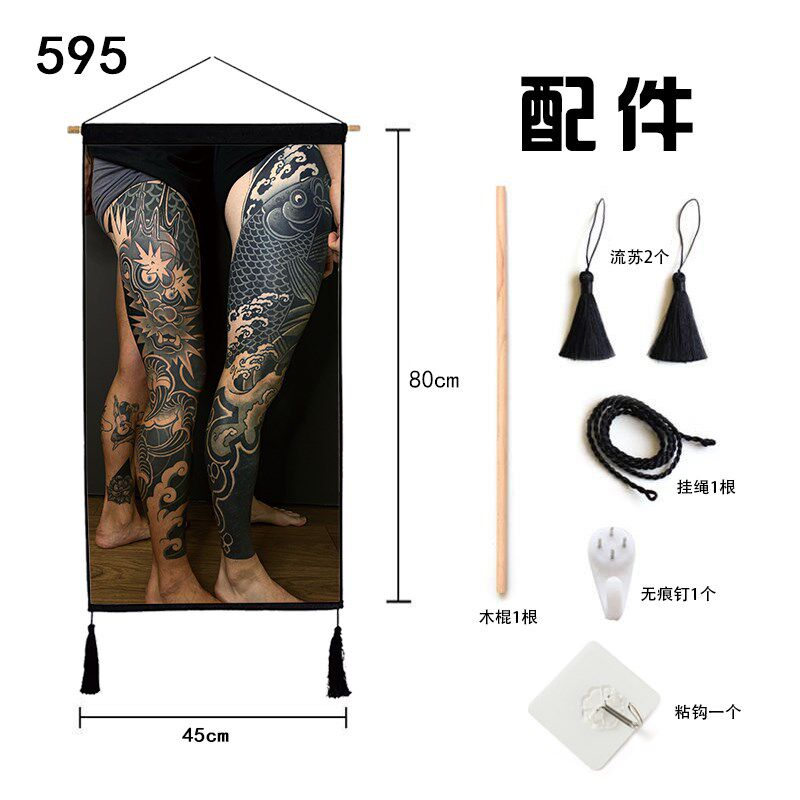 纹身店挂布男女腿刺青挂毯毛绒客厅拍照背景布墙壁装饰布挂画