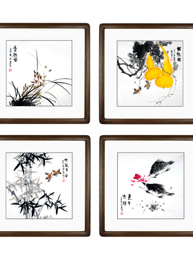 新兰国画鸟画兰竹子葫芦纯手绘桂鱼连年余玄关挂画