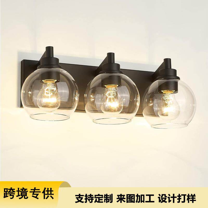 浴室镜前灯现代简约北欧灯具创意个性卧室床头家用铁艺黑色镜柜灯