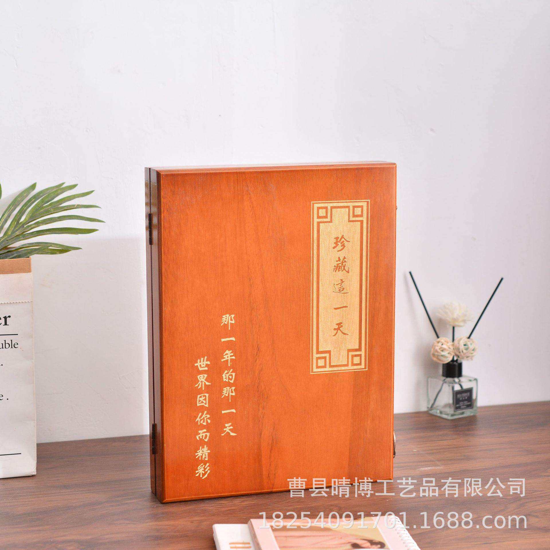 现货桌面香樟木收纳盒古典字画卷轴收藏盒翻盖式带锁扣木盒