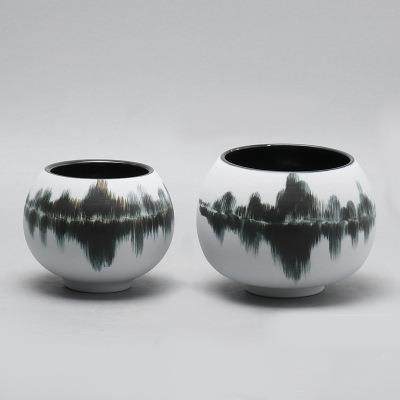 新中式水墨画陶瓷花瓶样板间客厅摆件灰白中国风大口花钵插花花器,纺织面料/辅料/配套,纺织机械配件,淘宝优惠券,粉丝福利购,淘宝优惠卷