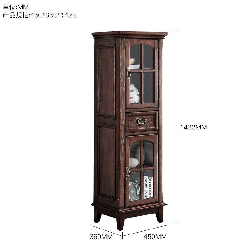 美式全实木酒柜单门玻璃门餐边柜简约现代电视柜边柜储物柜展示柜