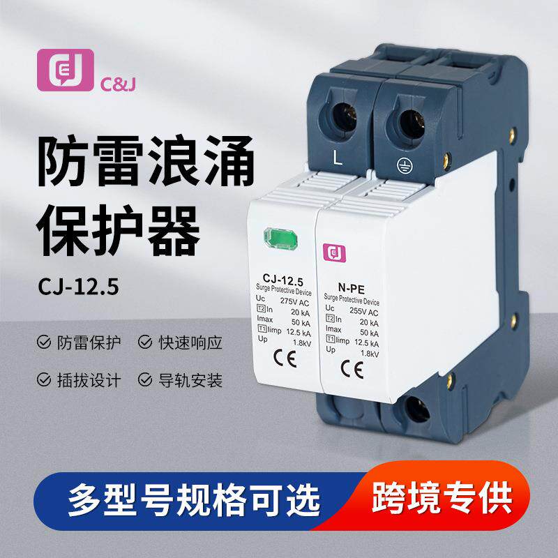 策佳浪涌保护器SPD避雷器1P+N/3P+N家用AC275V交流直流电涌防雷器