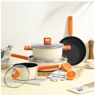 德世朗锦“橙”精铁不粘锅四件套DFS-TZ936C