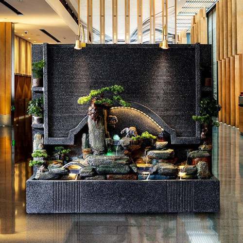 水幕墙轻奢假山流水生财喷泉招财玄关隔断送礼乔迁开业景观加湿器
