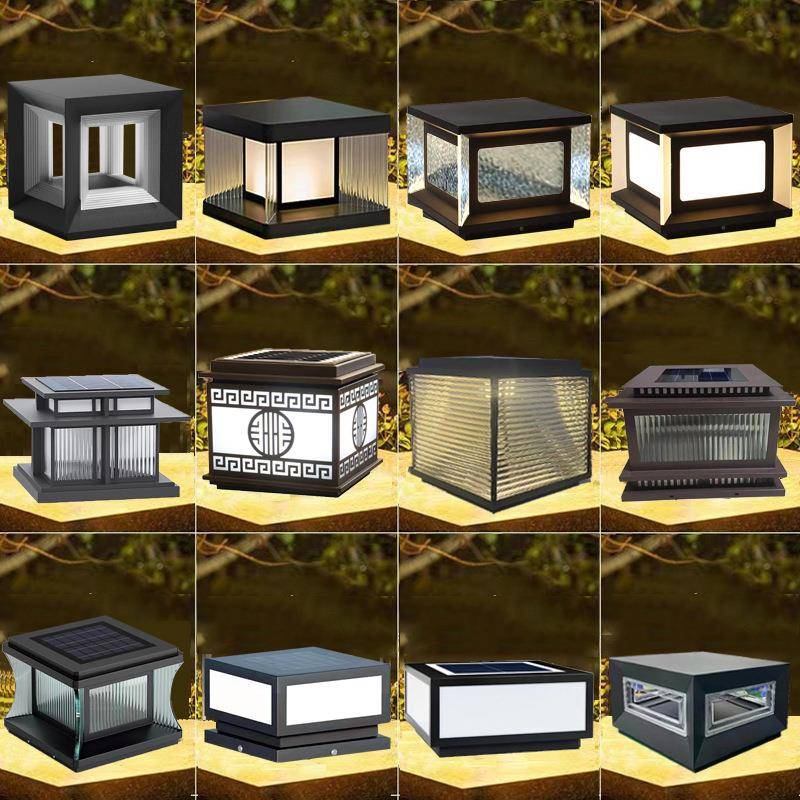 2024新款太阳能柱头灯围墙门柱灯LED大门立柱太阳能灯别墅solar