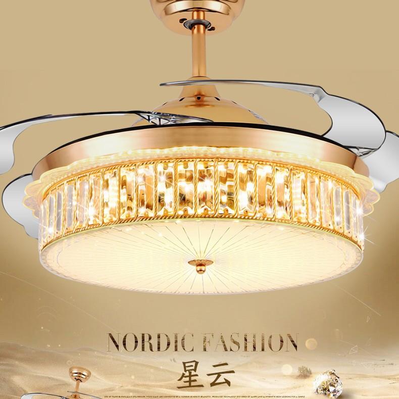 风扇灯吊扇灯 客厅餐厅隐形电扇灯简约带灯吊扇欧式家用风扇吊灯