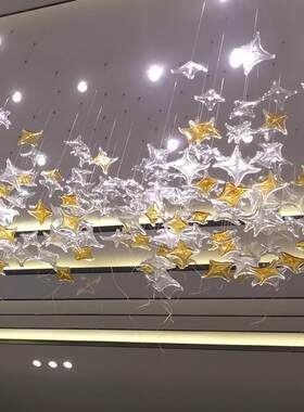 天亨海星四角星创意天花装饰吊灯商场酒店酒吧售楼部空中琉璃吊饰