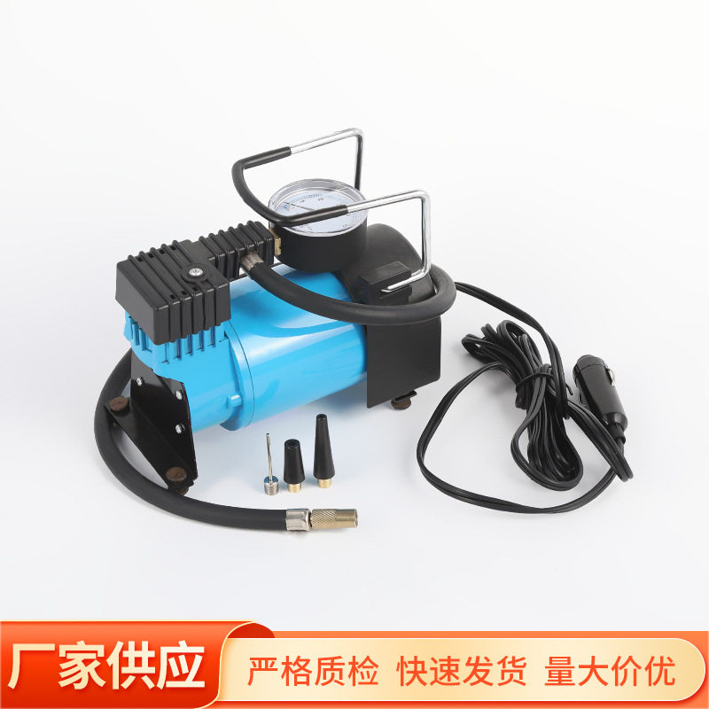 批发小型打气泵12V金属拎手便携式车载吸尘器自行车轮胎充气泵