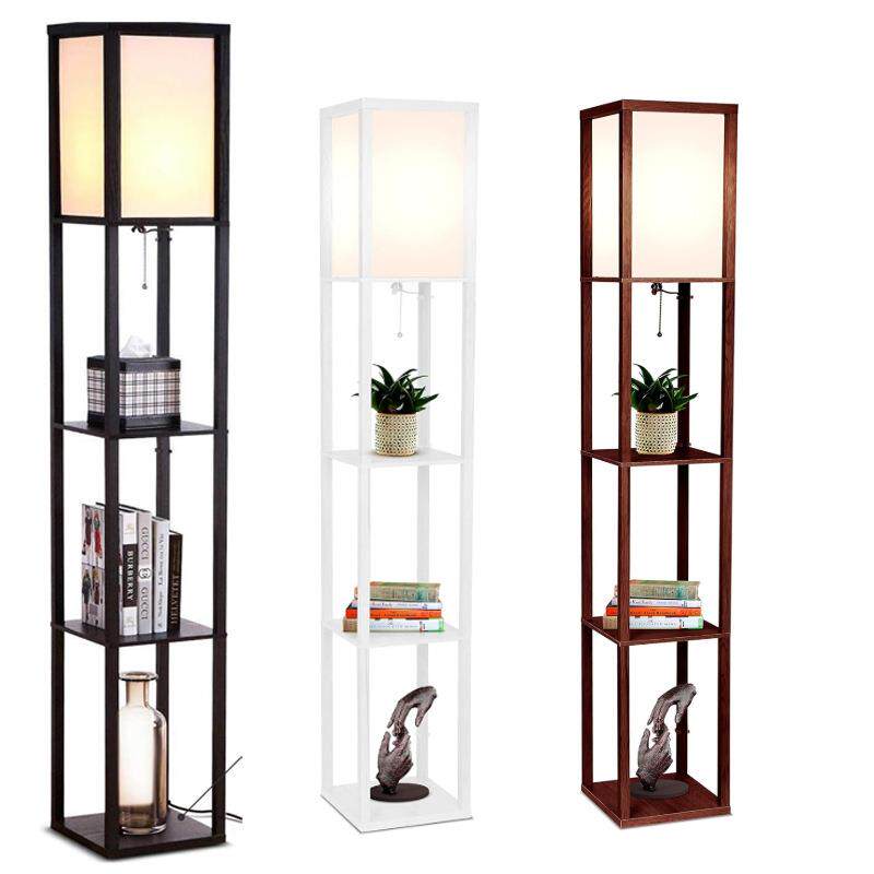 跨境落地灯现代货架落地灯带灯罩 LED灯泡角展示灯架书架灯柜