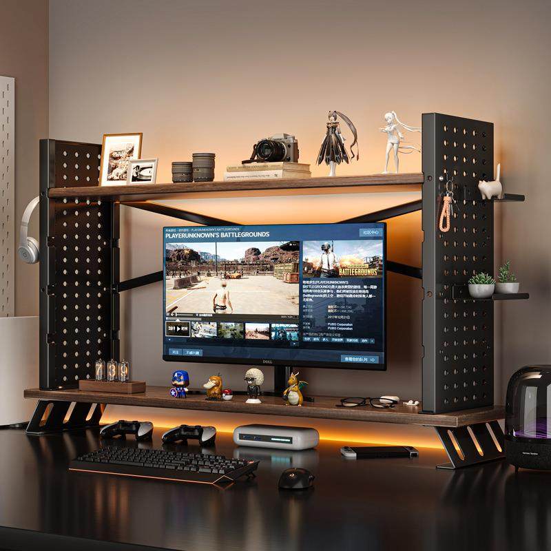 显示器增高架台式电脑桌置物架多层铁艺洞洞板多功能电竞房收纳架,收纳整理,烫衣板及配件,淘宝优惠券,粉丝福利购,淘宝优惠卷