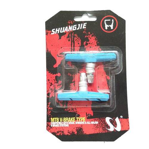 SHUANGJIE/双杰山地车公路旅行车V刹配件全蓝闸皮刹车橡胶刹皮