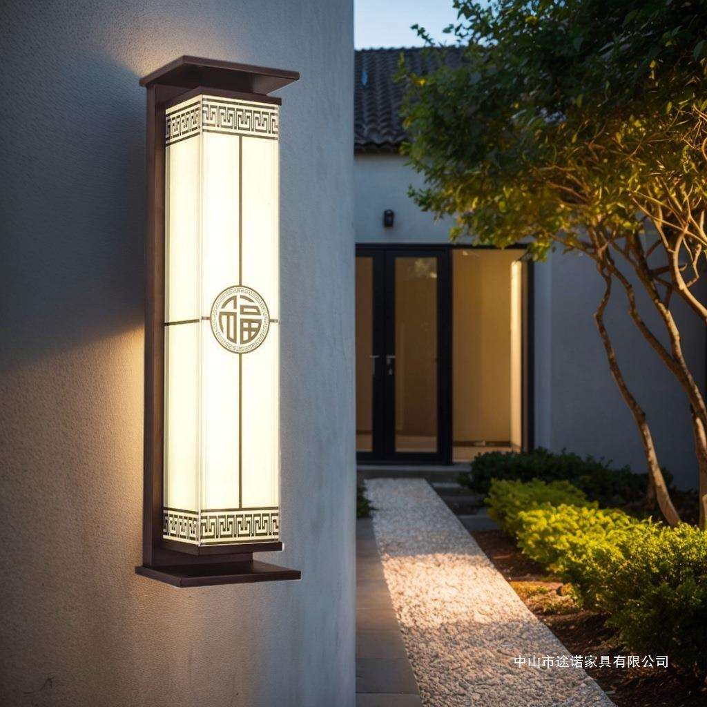 太阳能壁灯现代中式别墅庭院大门壁挂灯阳台围墙壁灯户外防水壁灯