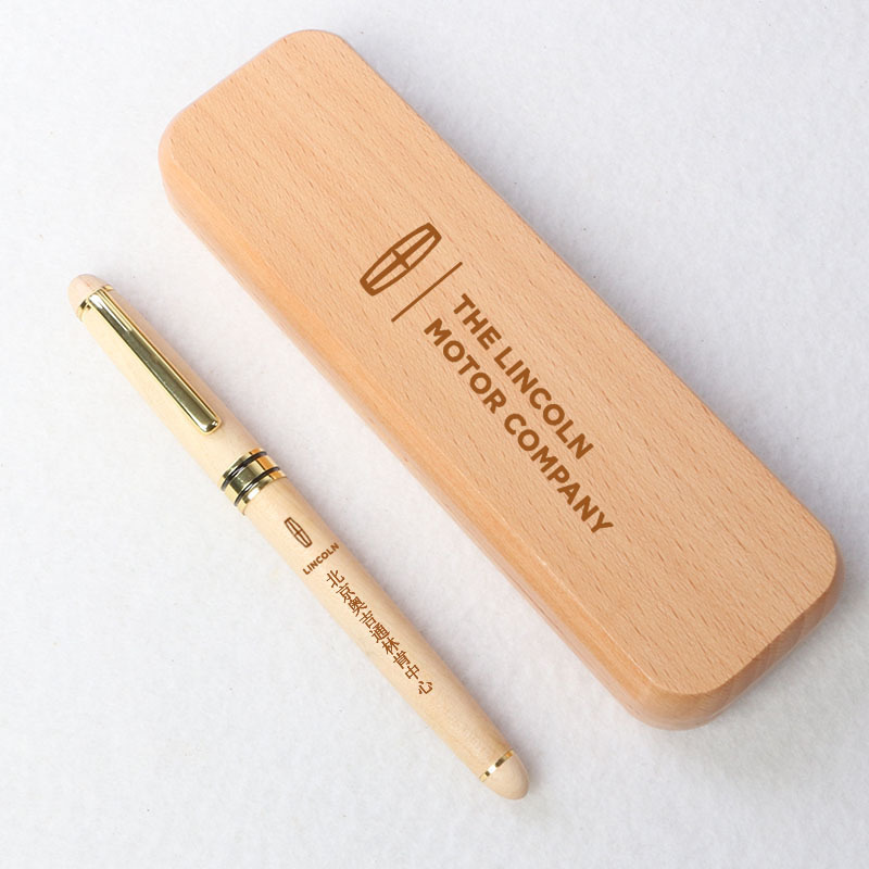 枫木签字笔榉木盒套装创意木质钢笔刻字活动纪念圆珠笔礼品木笔