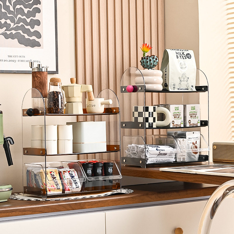 中古风桌面置物架多层茶包架厨房水杯收纳架抽屉式沥水架咖啡杯架,厨房/烹饪用具,抹布架/厨房清洁收纳架,淘宝优惠券,粉丝福利购,淘宝优惠卷