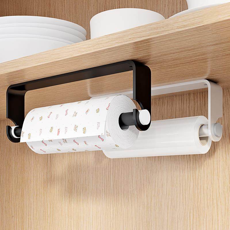 厨房纸巾架用纸挂架立式壁挂式免打孔保鲜膜卷筒卫生纸收纳置物支