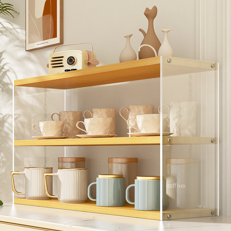 桌面置物架亚克力多层杯架书架收纳架桌上零食架子简易展示架