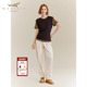 松弛竖纹宽松休闲运动弹力阔腿裤 XII BASKET十二篮秋款 女