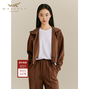 百搭外套女 宽松截短拉链连帽卫衣时尚 XII BASKET十二篮2025秋新款