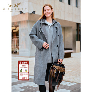 【羊毛莱赛尔】十二篮25冬新款极简风大衣女通勤外套休闲灰色