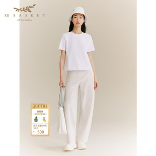 XII BASKET十二篮秋款弯刀裤慵懒高级感纯棉宽松休闲松弛感女