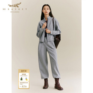复古运动高级灰色休闲直筒卫裤 时尚 BASKET十二篮秋季 XII