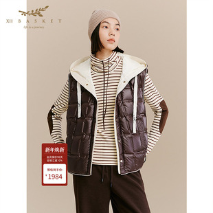 XII 90白鹅绒保暖马甲连帽高填充面包服 BASKET十二篮商场25冬新款