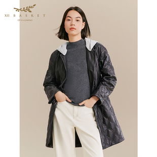 十二篮专选25冬新款 羊皮棉服外套桑蚕丝填充通勤百搭设计感