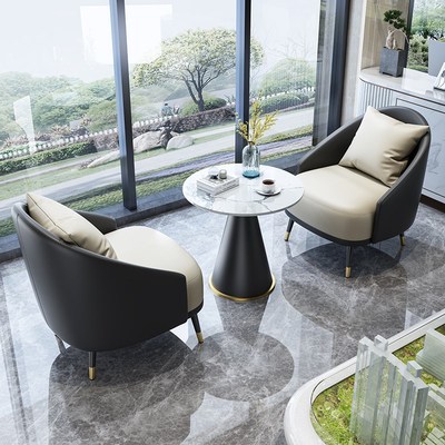 北欧酒店大堂阳台售楼处美容院会客区休息区接待洽谈沙发桌椅组合
