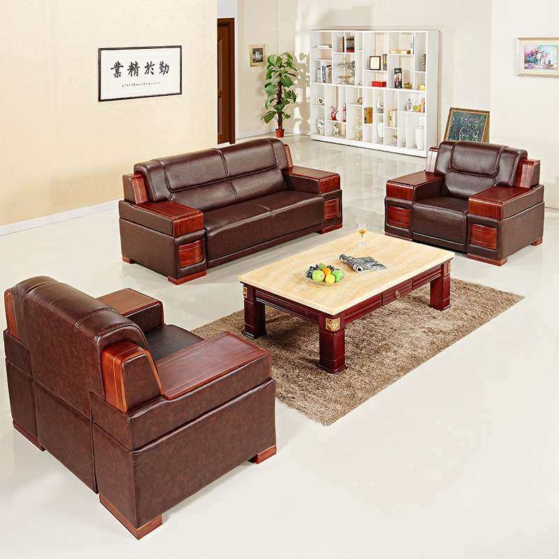 中式办公沙发茶几组合商务办公室沙发接待会客沙发 厂家直销S8082