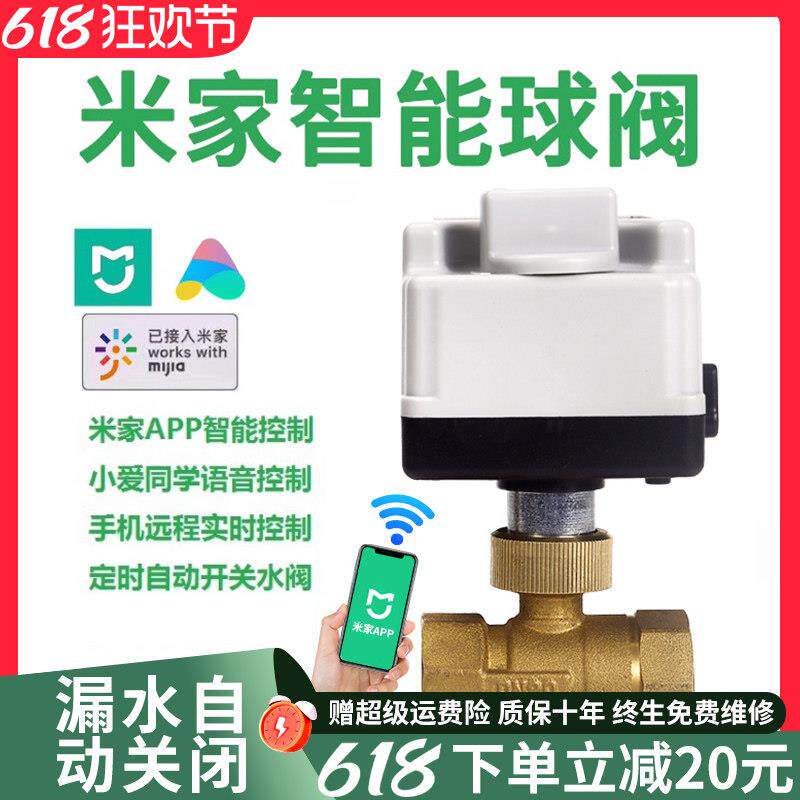 米家智能水阀电动球阀适用遥控电磁阀水管电磁开 关阀自动阀门 - 实物图