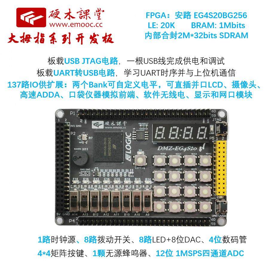 FPGA大赛安路赛道 EG4S20 国产FPGA 硬木课堂 大拇指开发板