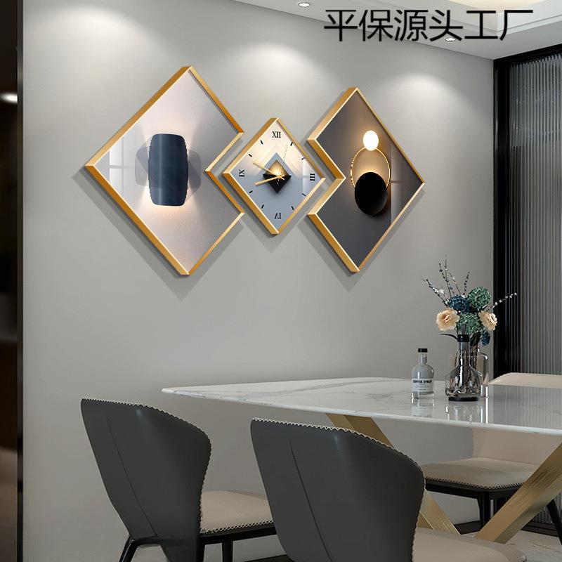 轻奢高级感壁画墙面装饰画挂画家用客厅餐桌简约简易金属晶瓷工艺