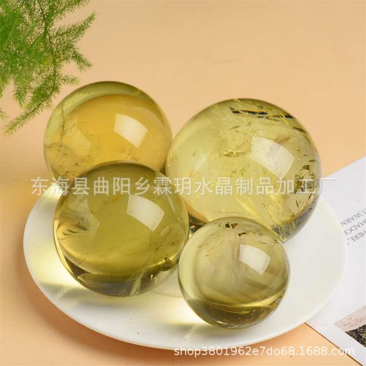 天然黄水晶球 办公家居摆件 把玩球 七星阵摆件 厂家直销